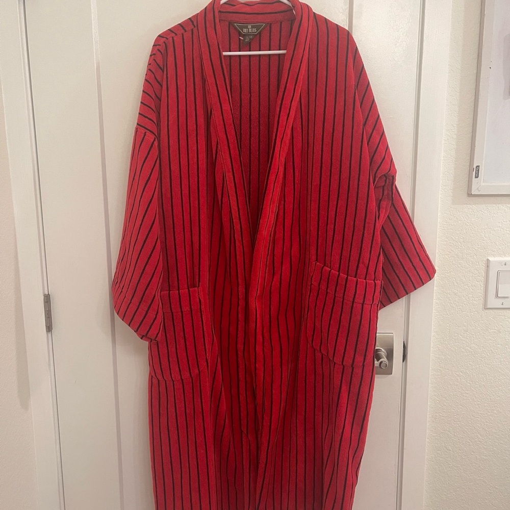 Vintage Bill Blass‎ Retro Cotton Red Black Striped Men's Robe